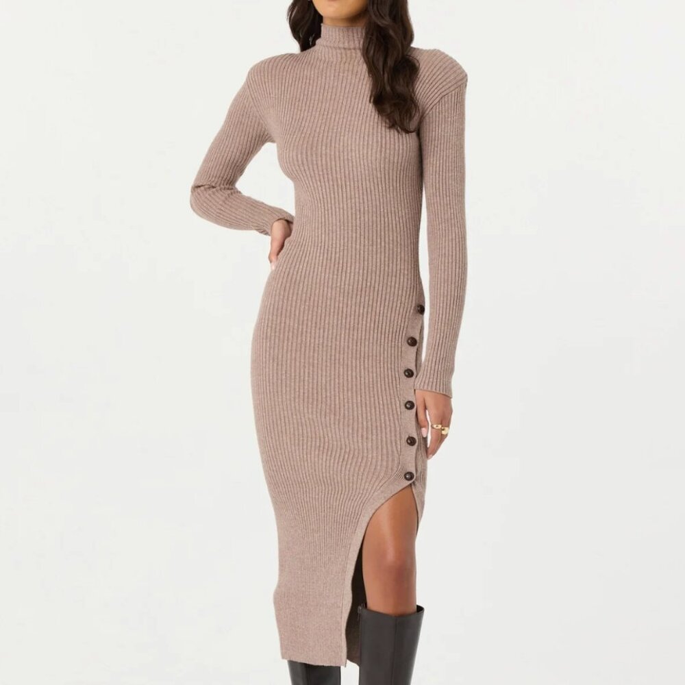 ASTR The Label Soryn Sweater Midi Dress, taupe, size small